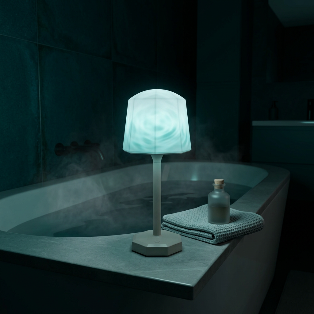 Your shower, softly lit.