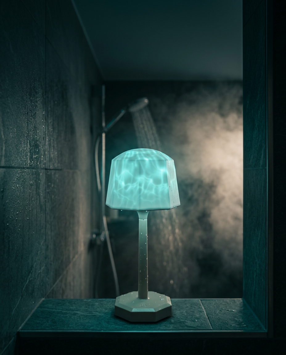 Ripple Glow lamp in a dark shower